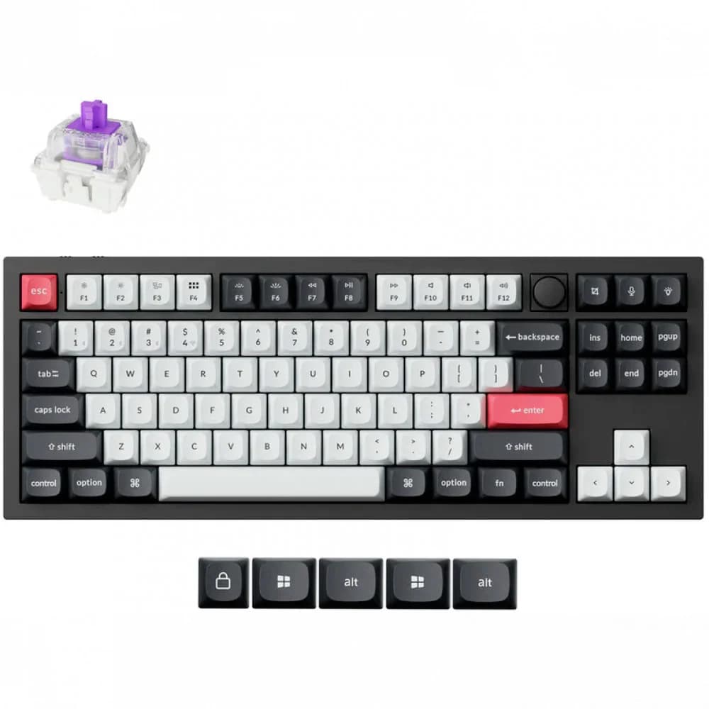 Классическая TKL (80%) механическая клавиатура Keychron Q3 HE - 3 типа подключения (Bluetooth радиоканал 2,4 ГГц провод), 88 клавиш, ANSI, с поддержкой QMK/VIA, корпус из алюминиевого сплава, Gasket