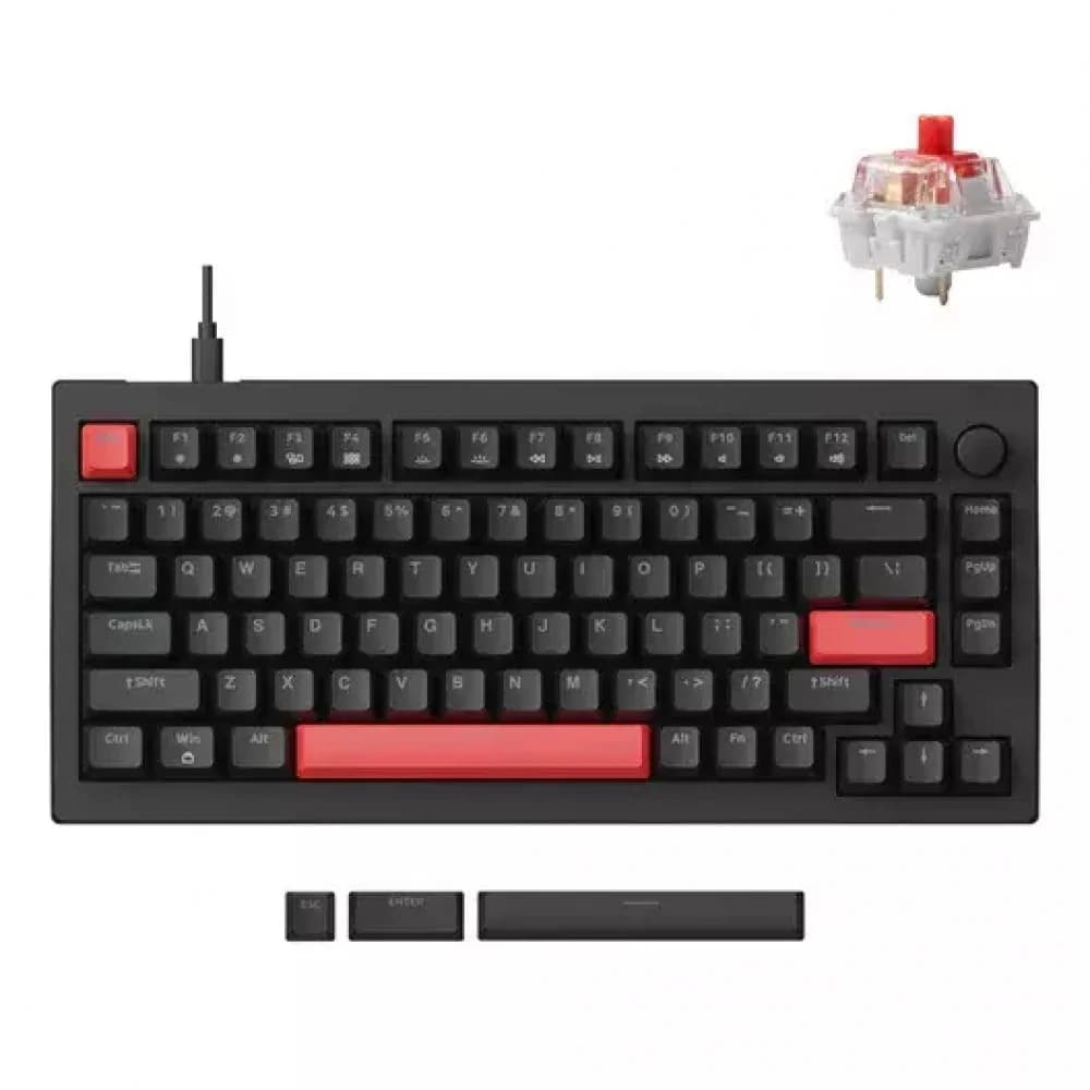 Клавиатура механическая Lemokey X4 84Key, Keychron Red, USB-A, QMK, EN/KZ/RU, Red led, черный
