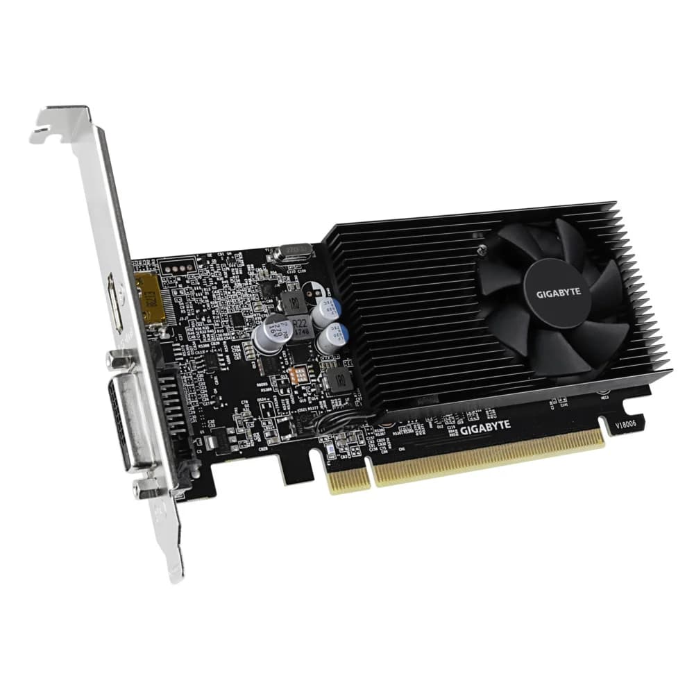 Видеокарта, Gigabyte, GT1030 Low Profile 2G (GV-N1030D4-2GL) 4719331303280, DDR4, 64B, DVI-D, HDMI, Fan, низкопрофильная панель, 14.7*149.9*68.9 , Цветная коробка