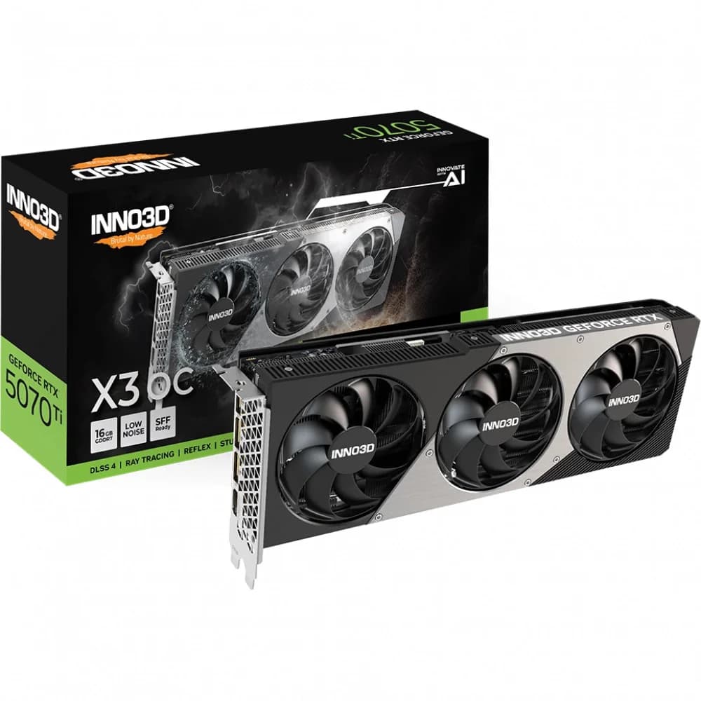 Видеокарта INNO3D RTX5070Ti X3 OC 16GB GDDR7 256bit 3xDP HDMI 3FAN RTL