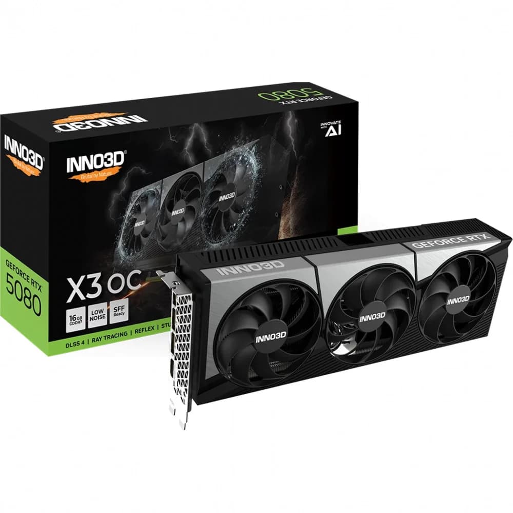 Видеокарта INNO3D RTX5080 ХЗ ОС 16GB GDDR7 256bit 3xDP HDMI 3FAN RTL