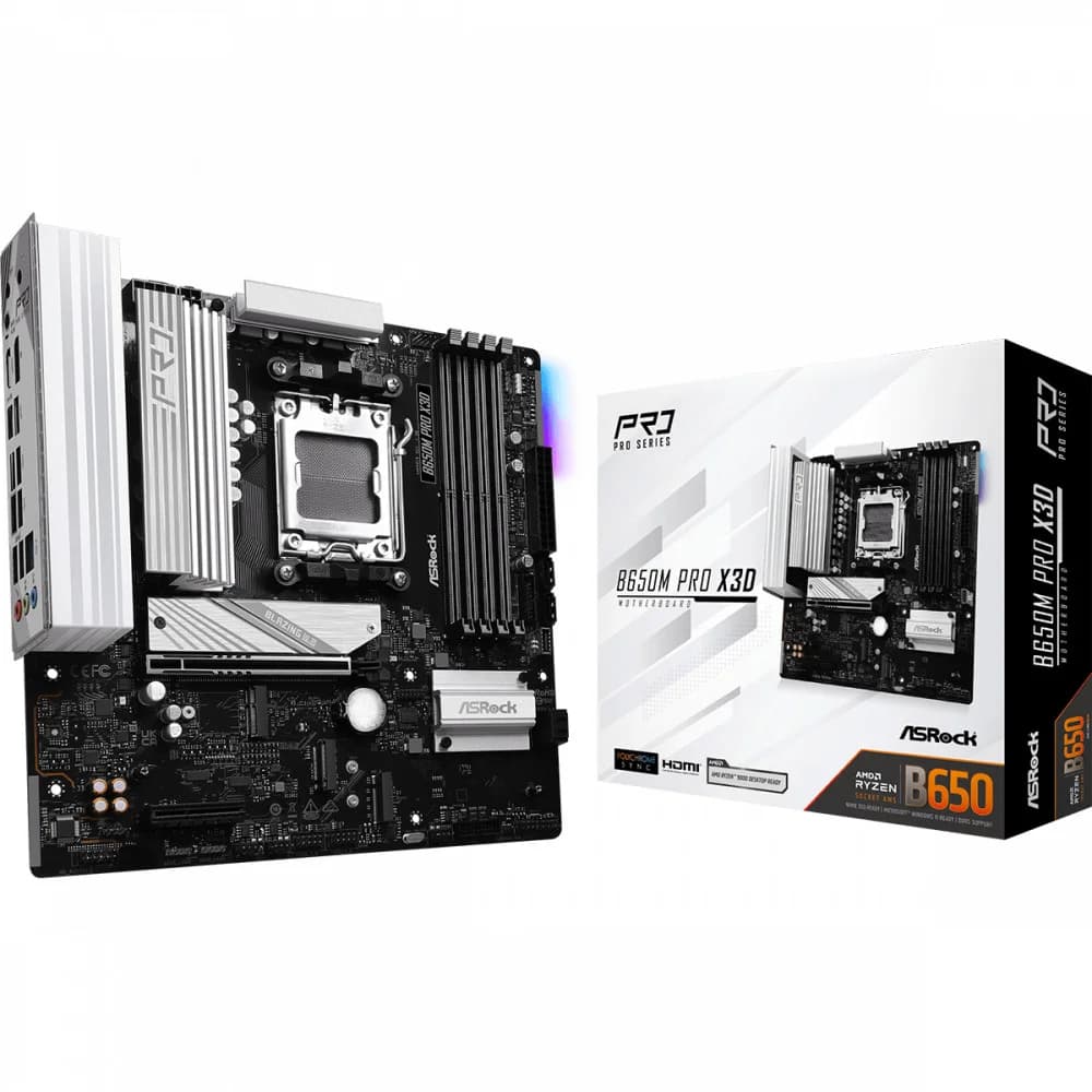 Материнская плата ASRock B650M PRO X3D AM5 4xDDR5 4xSATA3 3xM.2 Type-C HDMI DP mATX