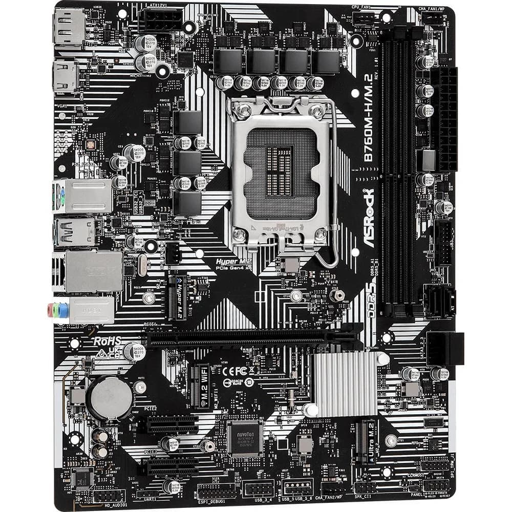 Матплата ASRock B760M-H2/M.2, iB760,S1700,mATX,2DDR-5,4SATA3,2xM.2,HDMI,DP