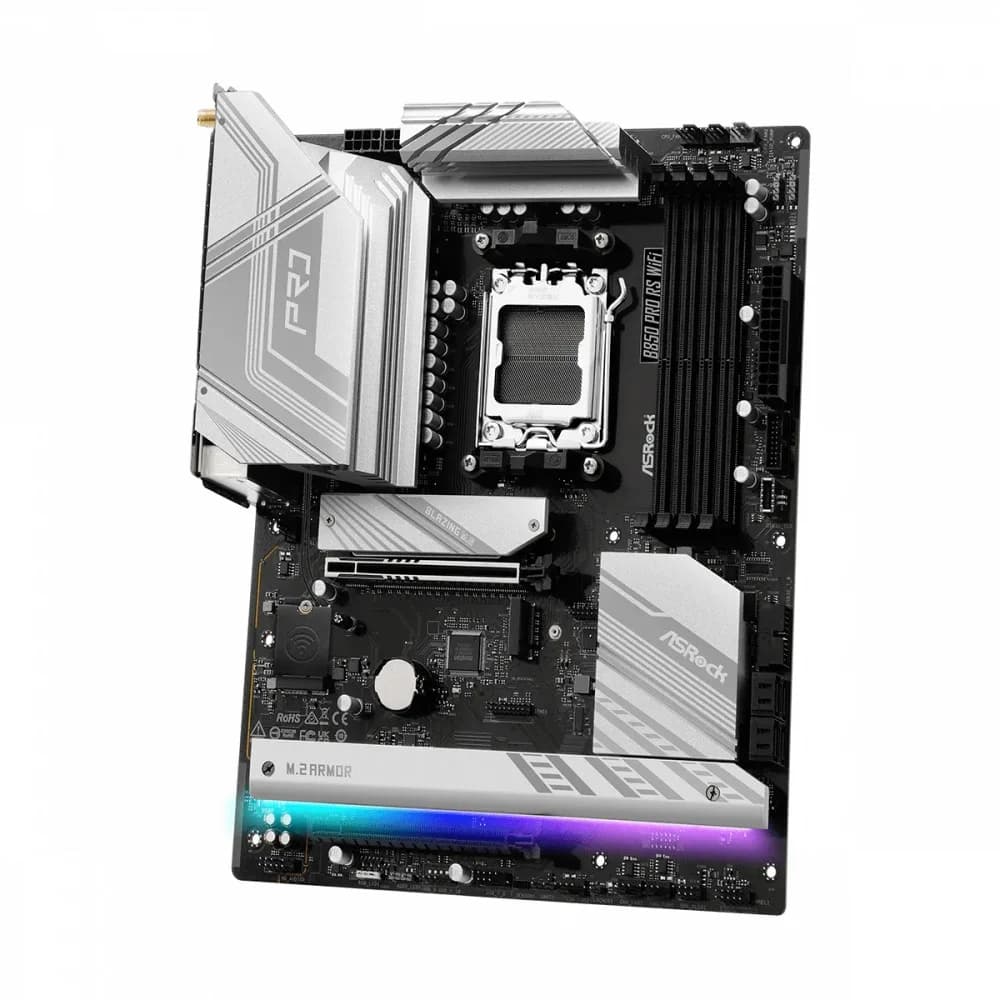 Материнская плата ASRock B850 PRO RS WIFI AM5 4xDDR5 4xSATA 3xM.2 1xUM.2 21xUSB 1xHDMI WiFi6E 1xLAN ATX