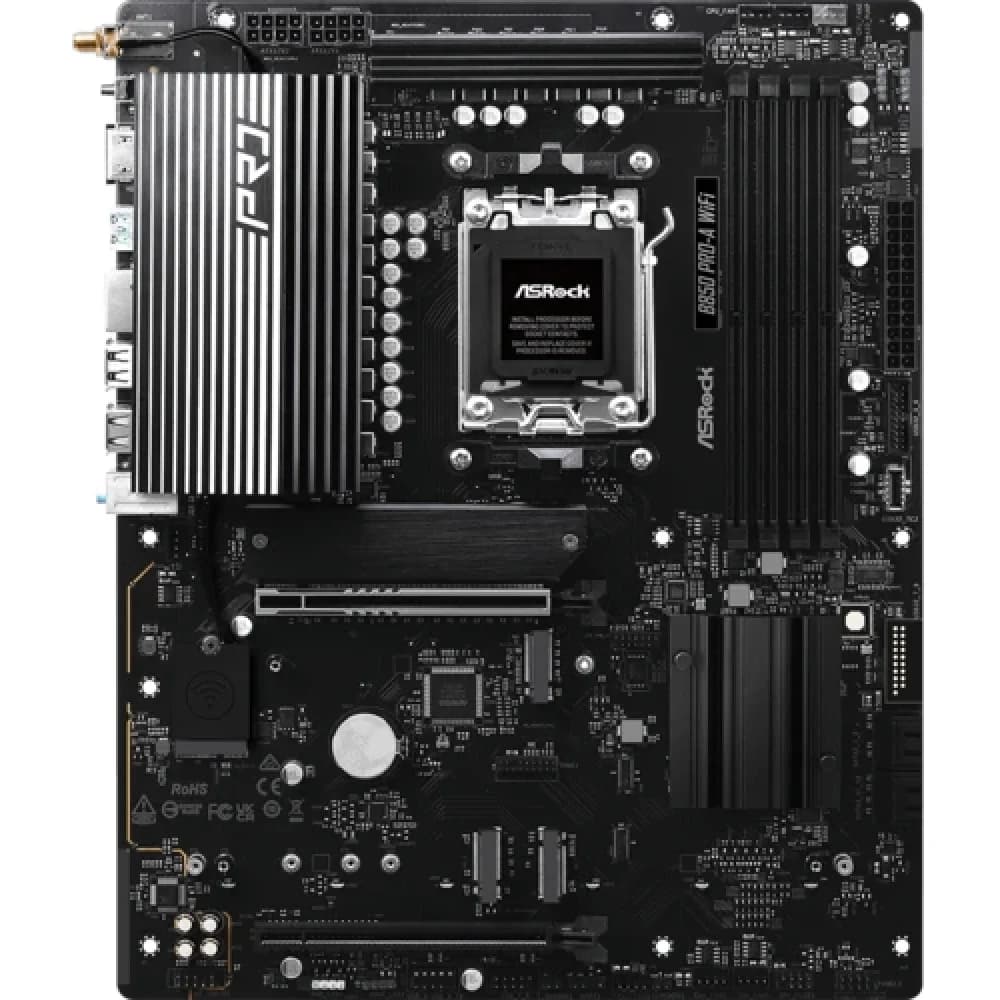 Материнская плата ASRock B850 PRO-A WIFI AM5 4xDDR5 4xSATA 3xM.2 1xUM.2 18xUSB 1xHDMI WiFi6E 1x2,5GLAN ATX