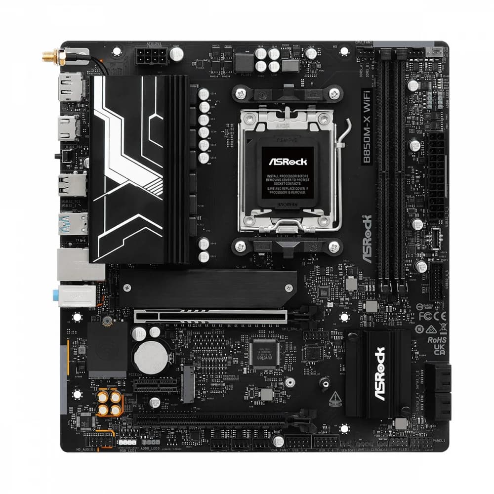 Материнская плата ASRock B850M-X WIFI R2.0 AM5 2xDDR5 4xSATA 2xM.2 Type-C HDMI DP WiFi6E mATX