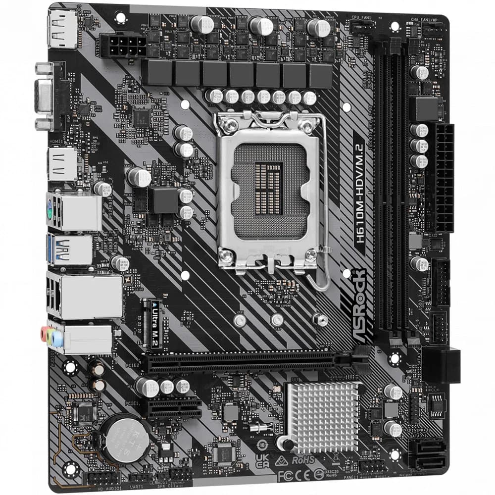 ASROCK H610M-HDV/M.2 R2.0, LGA1700, H610, 2*DDR4, DP+D-Sub+HDMI, 4xSATA3 6.0, M.2 Socket, USB 3.2, USB 2.0, mATX