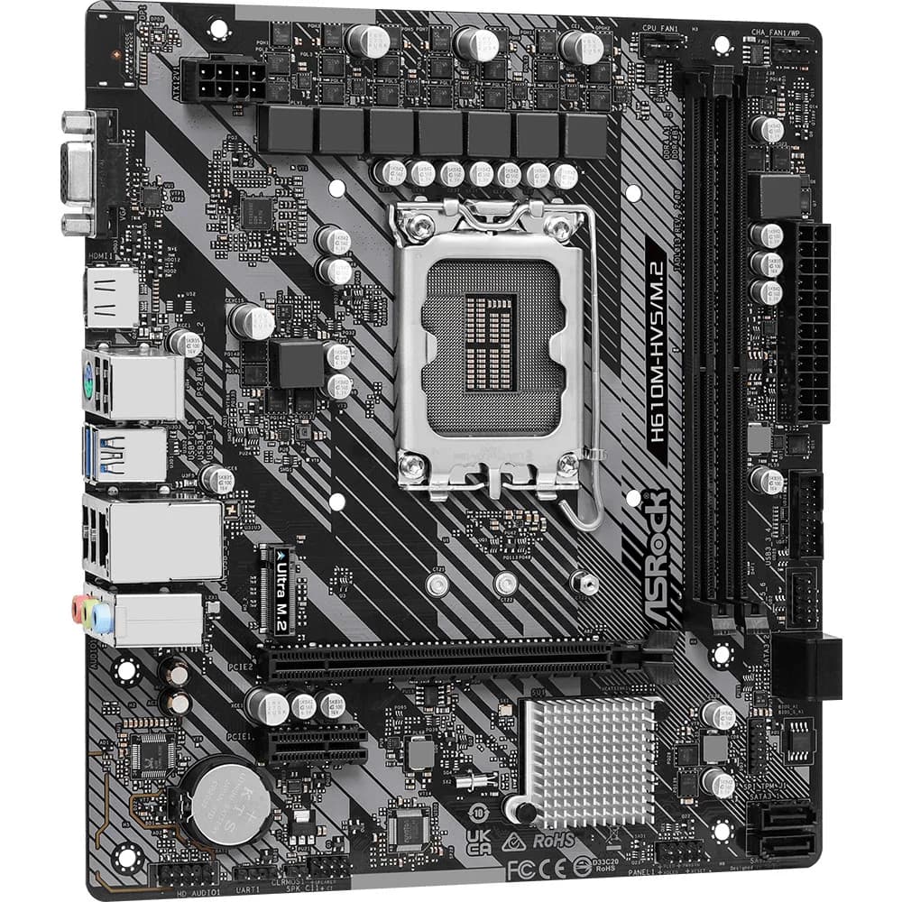 Матплата ASRock H610M-HVS/M2 R2.0, iH610,S1700,mATX,2DDR-4,PCI-Ex16/1x1,4SATA,HDMI,VGA,10USB