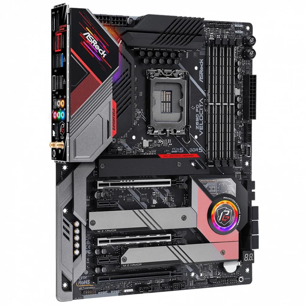 Материнская плата, ASRock, Z690 PG VELOCITA (4710483936104), LGA1700, iZ690, 4xDDR5 3600/4400/6400+(OC), 6xSATA3, 4xM.2 (2*PCI-E 4.0x4, 1*PCI-E 5.0x4, 1*PCI-E 3.0x4 или SATA), Raid, 1xHDMI, 1xDP, 3x