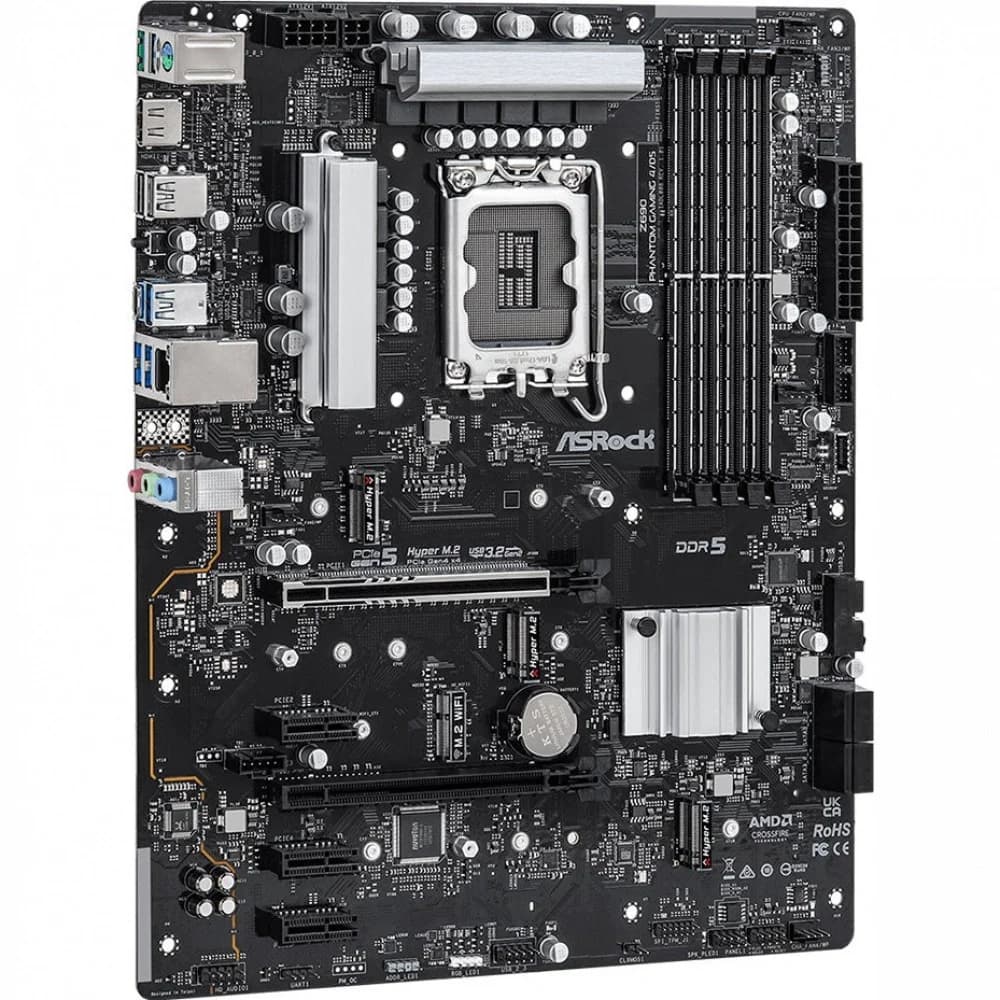 Z690 Phantom Gaming 4/D5, Socket 1700, Intel®Z690, 4xDDR5-4400, HDMI, 2xPCI-Ex16, 3xPCI-Ex1, 4xSATA3 (RAID 0/1/5/10), 3xM.2, 8 Ch Audio, 1xGLan, (2+2)xUSB2.0, (5+4)xUSB3.2, (1+1)xUSB3.2 Type-C™, 1xP