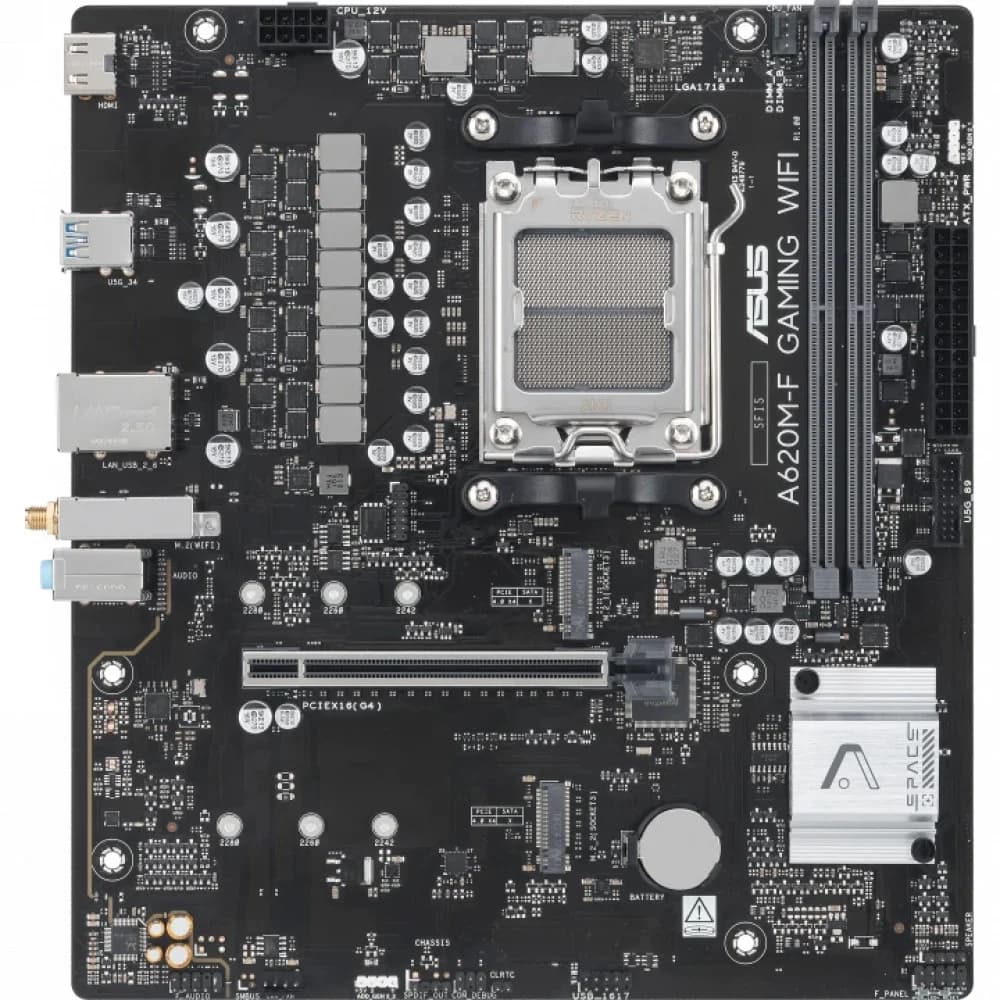 Материнская плата Asus A620M-F GAMING WIFI SocketAM5 AMD A620 2xDDR5 mATX AC`97 8ch(7.1) 2.5Gg RAID+HDMI+DP