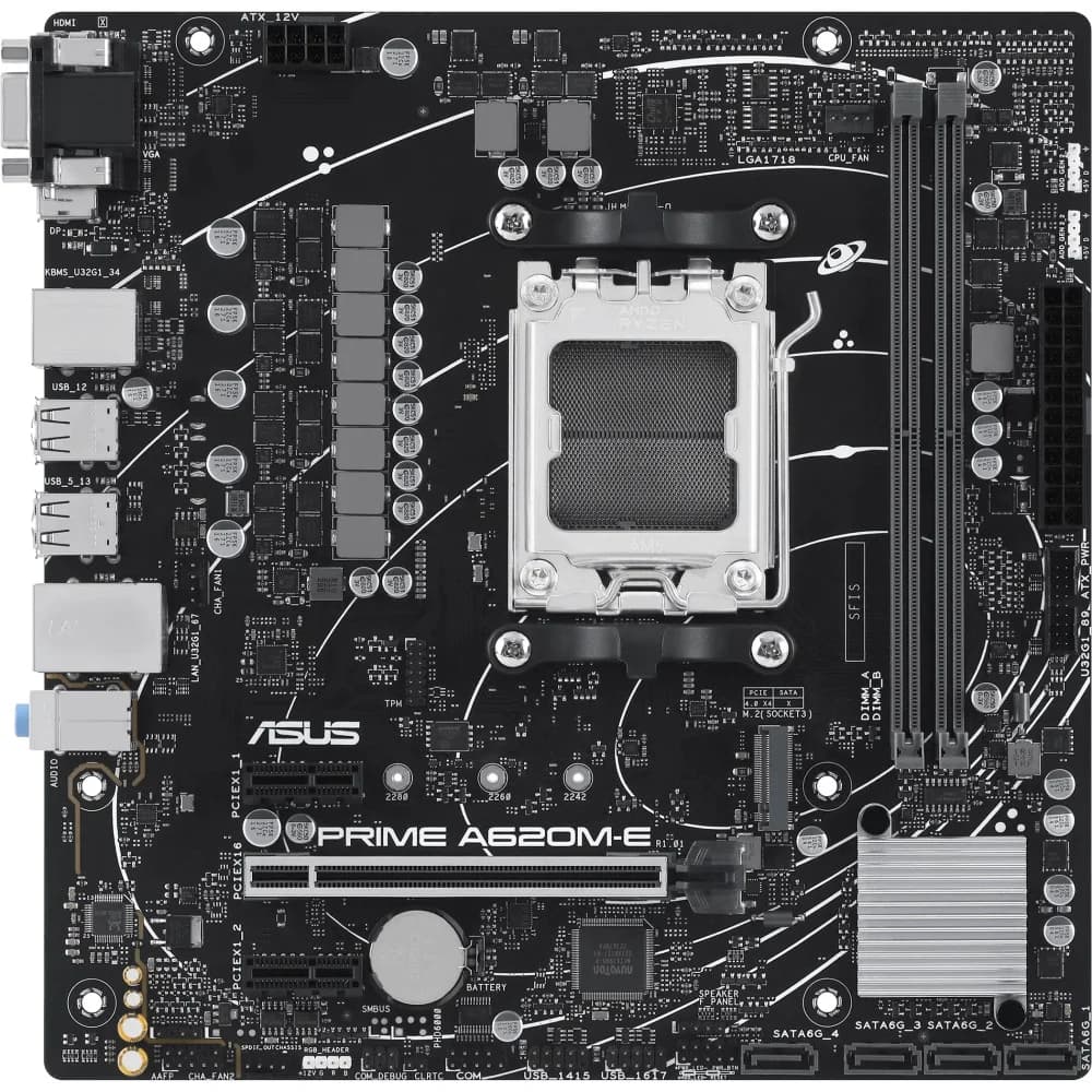 ASUS PRIME A620M-E-CSM, Socket AM5, A620, 2*DDR5, DP+VGA+HDMI, 4xSATA3, M2, Audio, Gb LAN, USB 3.2, USB 2.0, mATX 90MB1F50-M0EAYC
