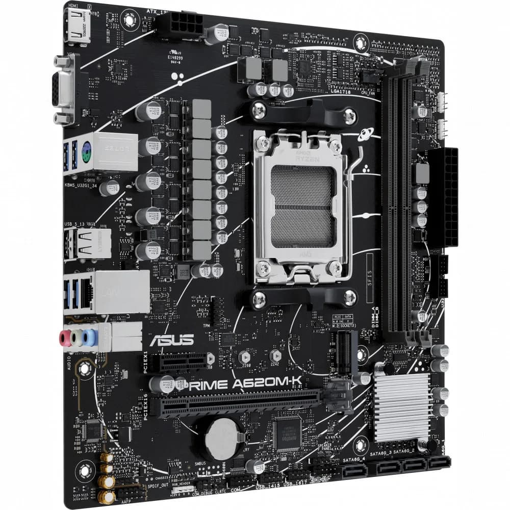 Материнская плата ASUS PRIME A620M-K AMD A620 AM5 2xDDR5 4xSATA3 RAID M.2 D-Sub HDMI mATX