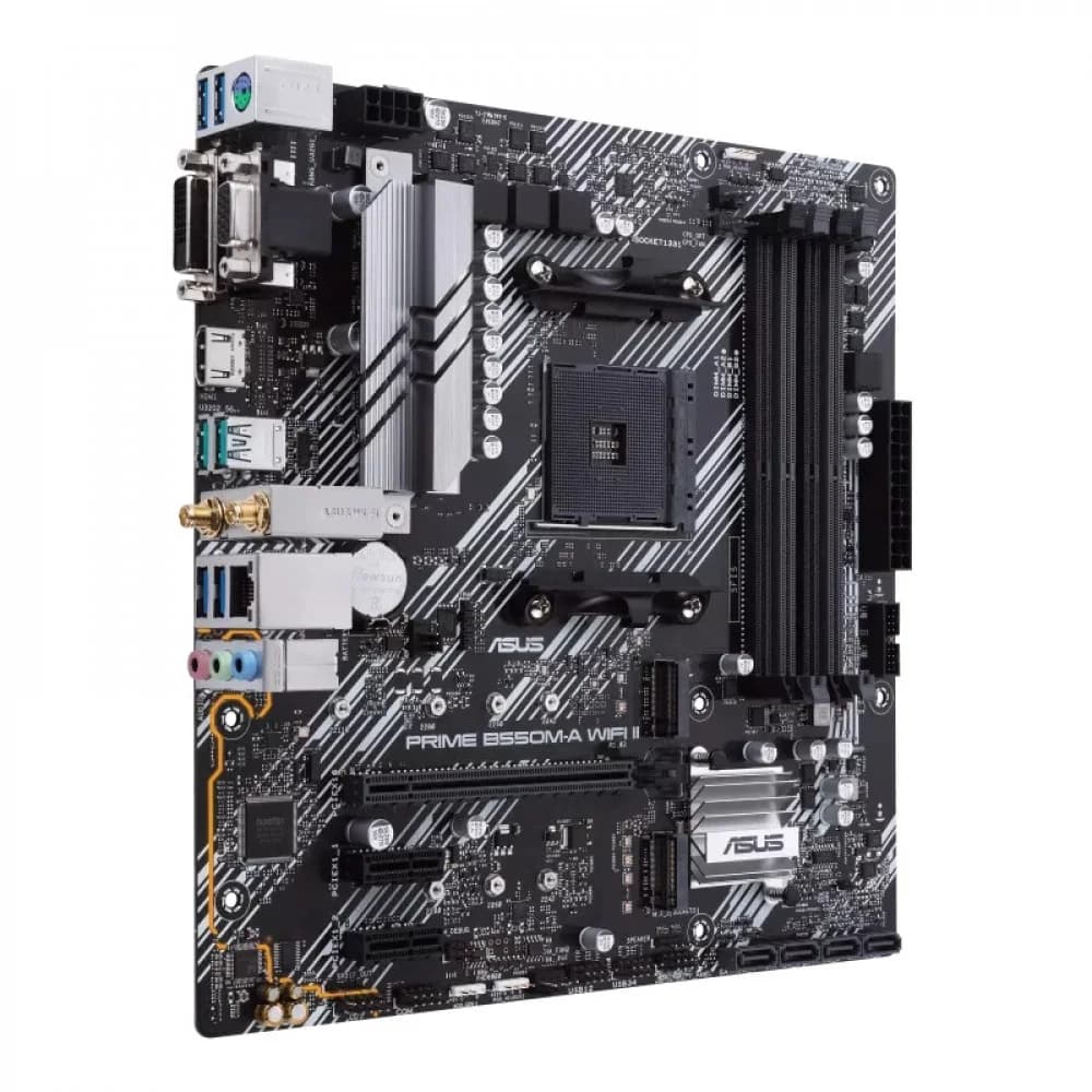 ASUS PRIME B550M-A WIFI II, Socket AM4, B550, 4*DDR4, D-Sub+DVI+HDMI, SATA3 + RAID, Audio, Gb LAN, USB 3.2*8, USB 2.0*4, COM*1 header (w/o cable), mATX 90MB19X0-M0EAY0