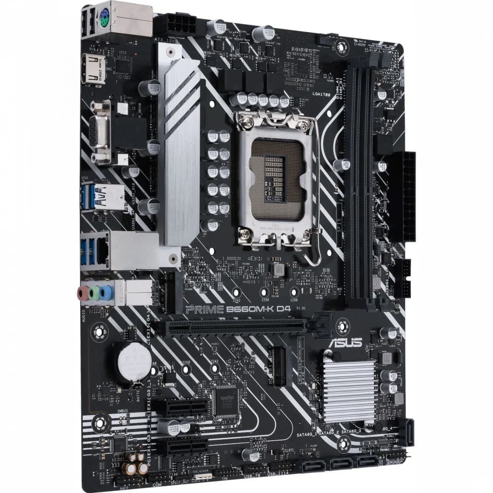 ASUS PRIME B660M-K D4, LGA1700, B660, 2*DDR4, D-Sub + HDMI, SATA3 + RAID, Audio, Gb LAN, USB 3.2*6, USB 2.0*6, COM*1 header (w/o cable), mATX 90MB1950-M1EAY0