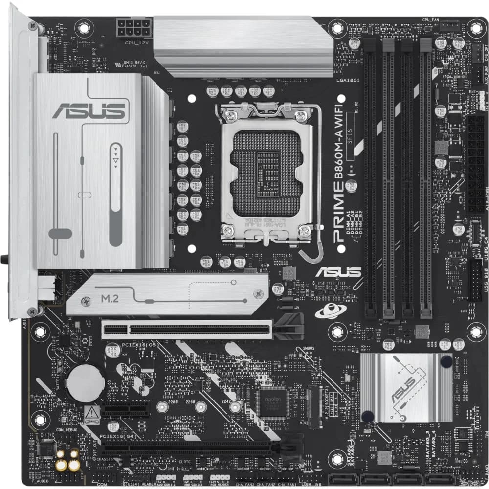 Сист.плата ASUS PRIME B860M-A WIFI, B860, 1851, 4xDDR5, 2xPCI-E x16, PCI-E x1, M2, SATA, HDMI, DP, USB 20Gbps,WIFI6E,BOX