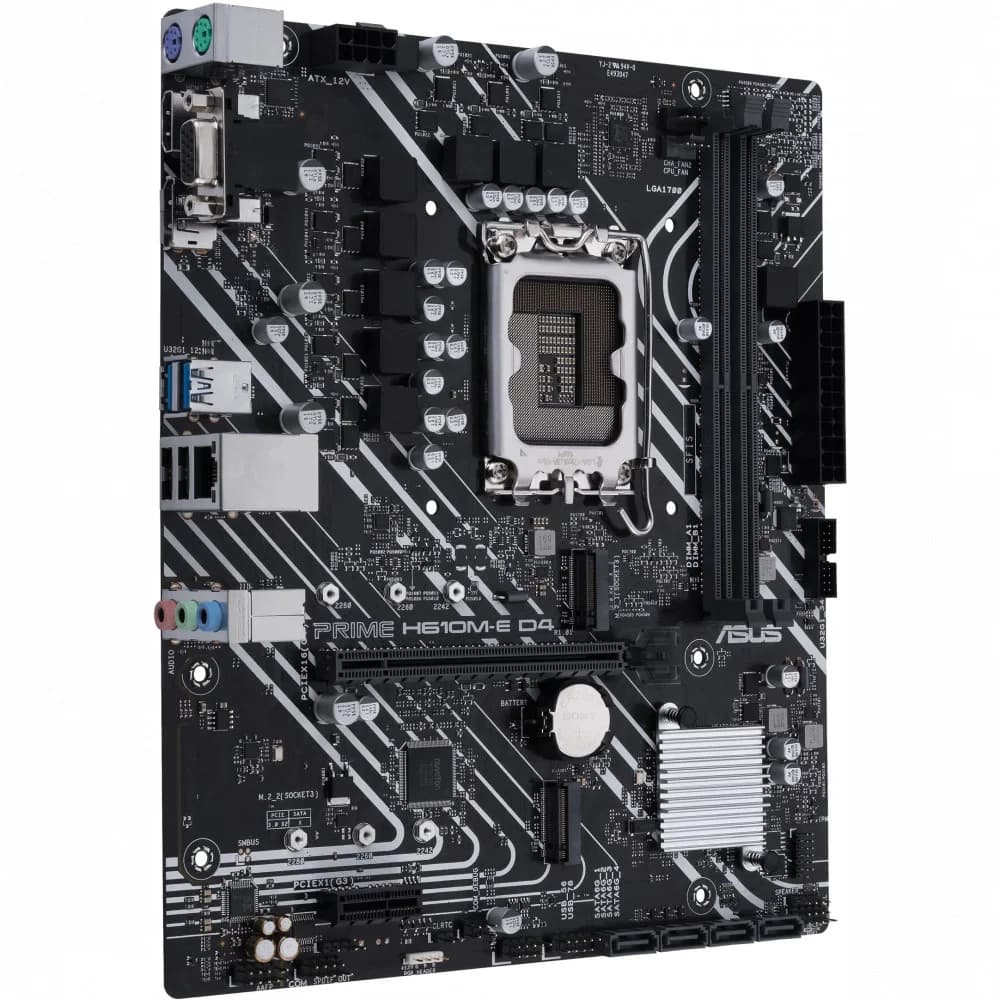 Сист. плата ASUS PRIME H610M-E D4-CSM, H610, 1700, 2xDIMM DDR4, PCI-E x16, PCI-E x1, 2xM.2, 4xSATA, D-Sub, HDMI, DP, BOX