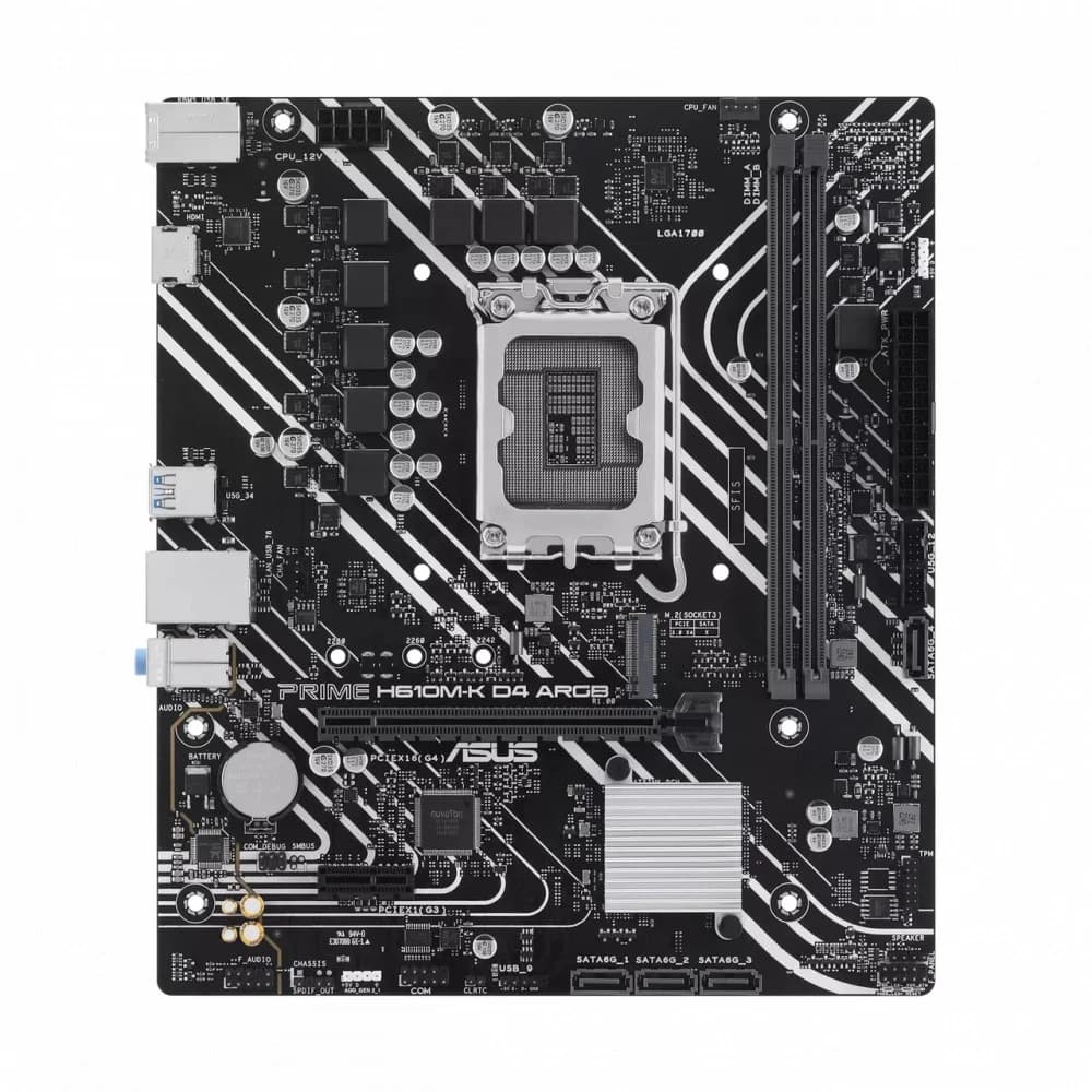 Материнская плата ASUS PRIME H610M-K D4 ARGB, LGA1700 2xDDR4 4xSATA3 M.2 HDMI mATX