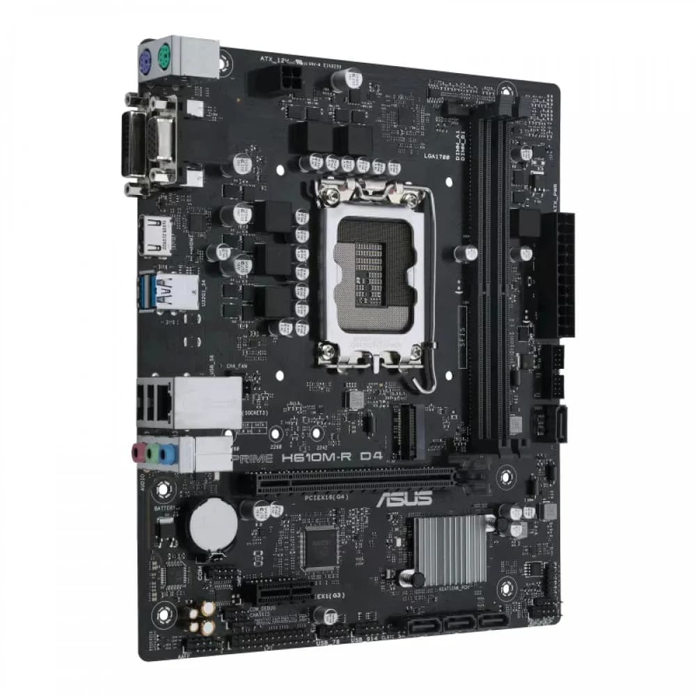 Материнская плата Asus PRIME H610M-R D4-SI Soc-1700 Intel H610 2xDDR4 mATX AC`97 8ch(7.1) GbLAN+VGA+DVI+HDMI White Box