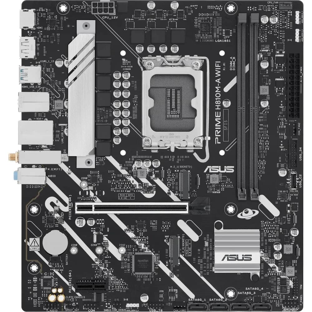 Сист.плата ASUS PRIME H810M-A WIFI, H810, 1851, 2xDDR5, PCI-E x16, PCI-E x1, M2, SATA, HDMI, DP, WIFI6, BOX