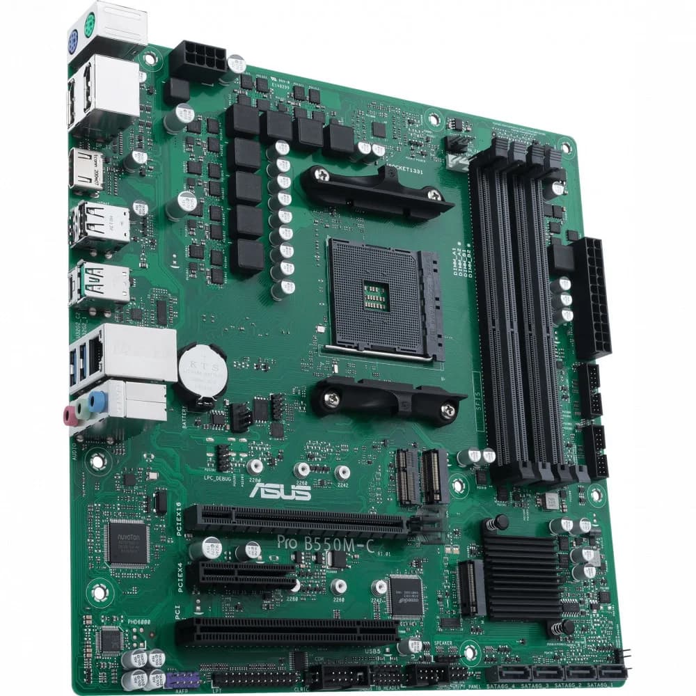 ASUS PRO B550M-C/CSM, Socket AM4, B550, 2*DDR4,2*DP+HDMI, SATA3 + RAID, Audio, Gb LAN, USB 3.1*8, USB 2.0*4, COM*1 header (w/o cable), mATX 90MB15Q0-M0EAYC