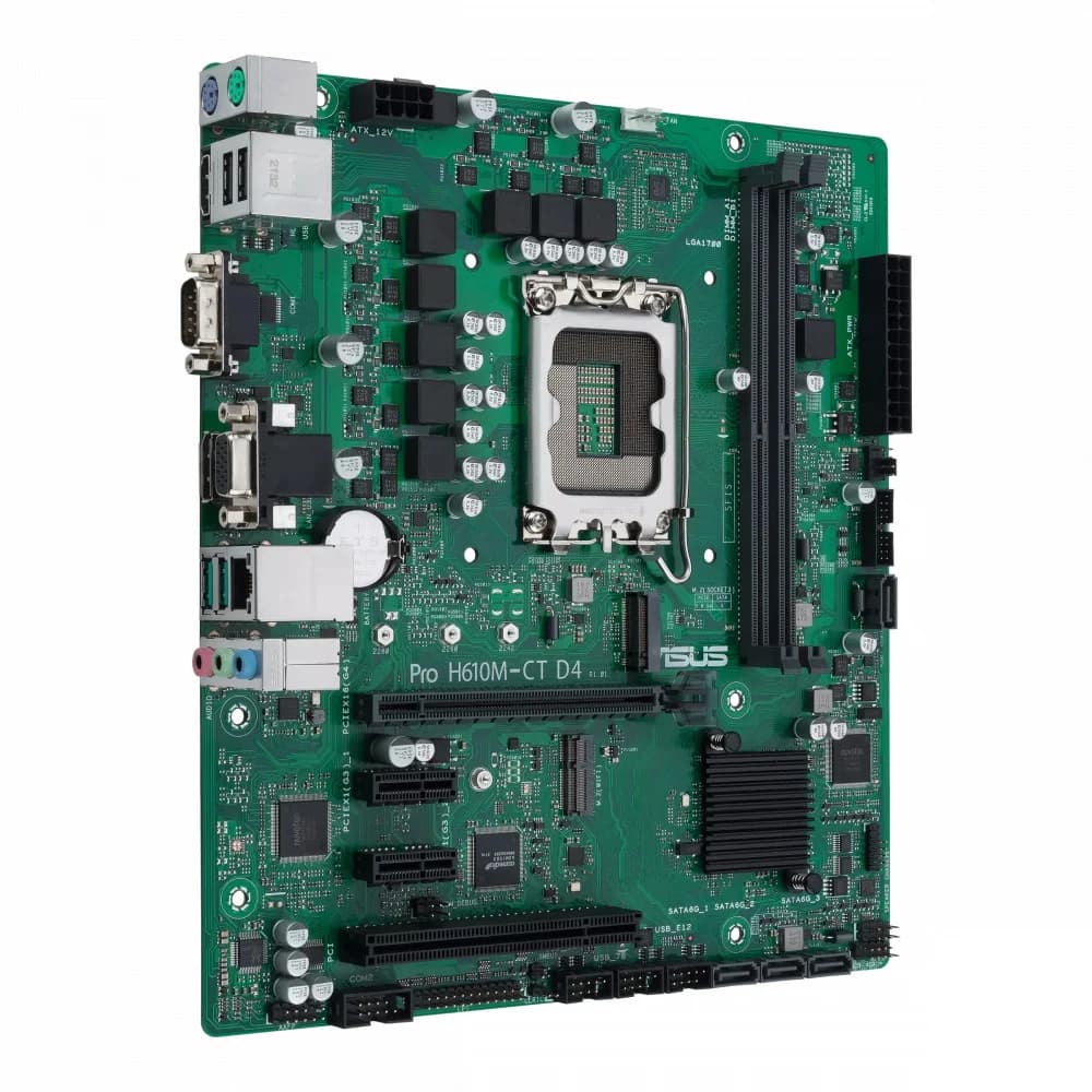 ASUS PRO H610M-C D4-CSM, LGA1700, B610, 2*DDR4, DP, D-Sub, HDMIx1, SATA3 + RAID, Audio, Gb LAN, USB 3.2*6, USB 2.0*6, COM port, mATX 90MB1A30-M0EAYC
