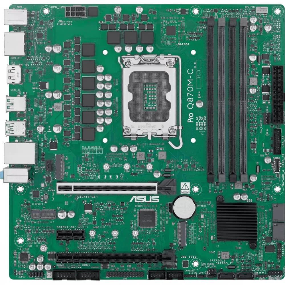 Материнская плата ASUS PRO Q870M-C-CSM LGA1851 mATX 4хDDR5 2хPCIEx16 PCIEx1 2xM.2 USB-C DP HDMI GLAN