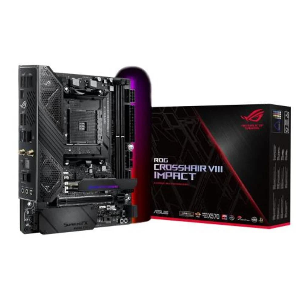 Матплата Asus ROG Crosshair VIII Impact, AM4, mDTX, 2DDR-4, 1xPCI-Ex16, 4SATA, 2xM.2, 13USB