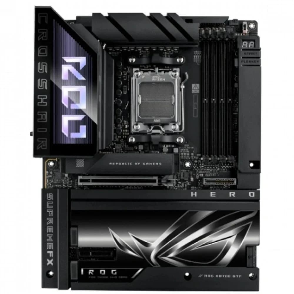Материнская плата ASUS ROG CROSSHAIR X870E HERO BTF AM5 ATX 4xDDR5 PCIEx16 PCIEx4 5xM.2 4xUSB-C HDMI 5GLAN 2.5GLAN Wi-Fi 7