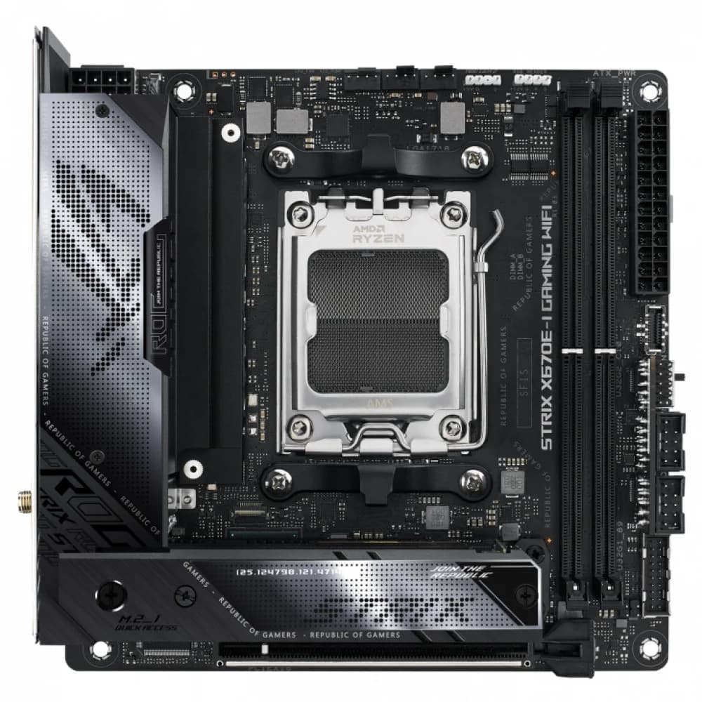ASUS ROG STRIX X670E-I GAMING WIFI, Socket AM5, X670, 2*DDR5, HDMI + 2xUSB4, 2xSATA3 + RAID, M2, Audio, Gb LAN, USB 3.2, USB 2.0, mIATX 90MB1B70-M0EAY0