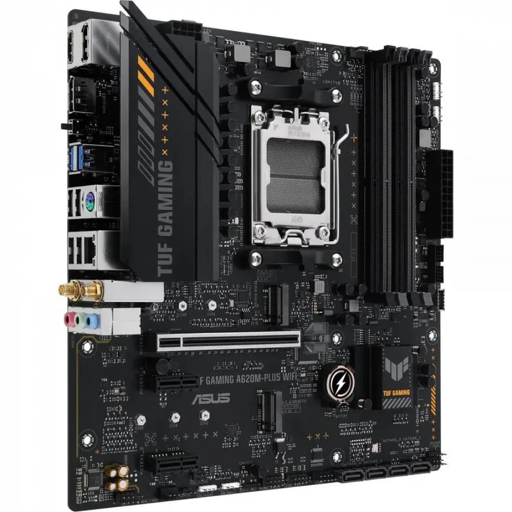 ASUS TUF GAMING A620M-PLUS WIFI, Socket AM5, A620, 4*DDR5, 2xDP+HDMI, 4xSATA3, 2xM.2, Audio, Gb LAN, USB 3.2, USB 2.0, mATX 90MB1F80-M0EAYC
