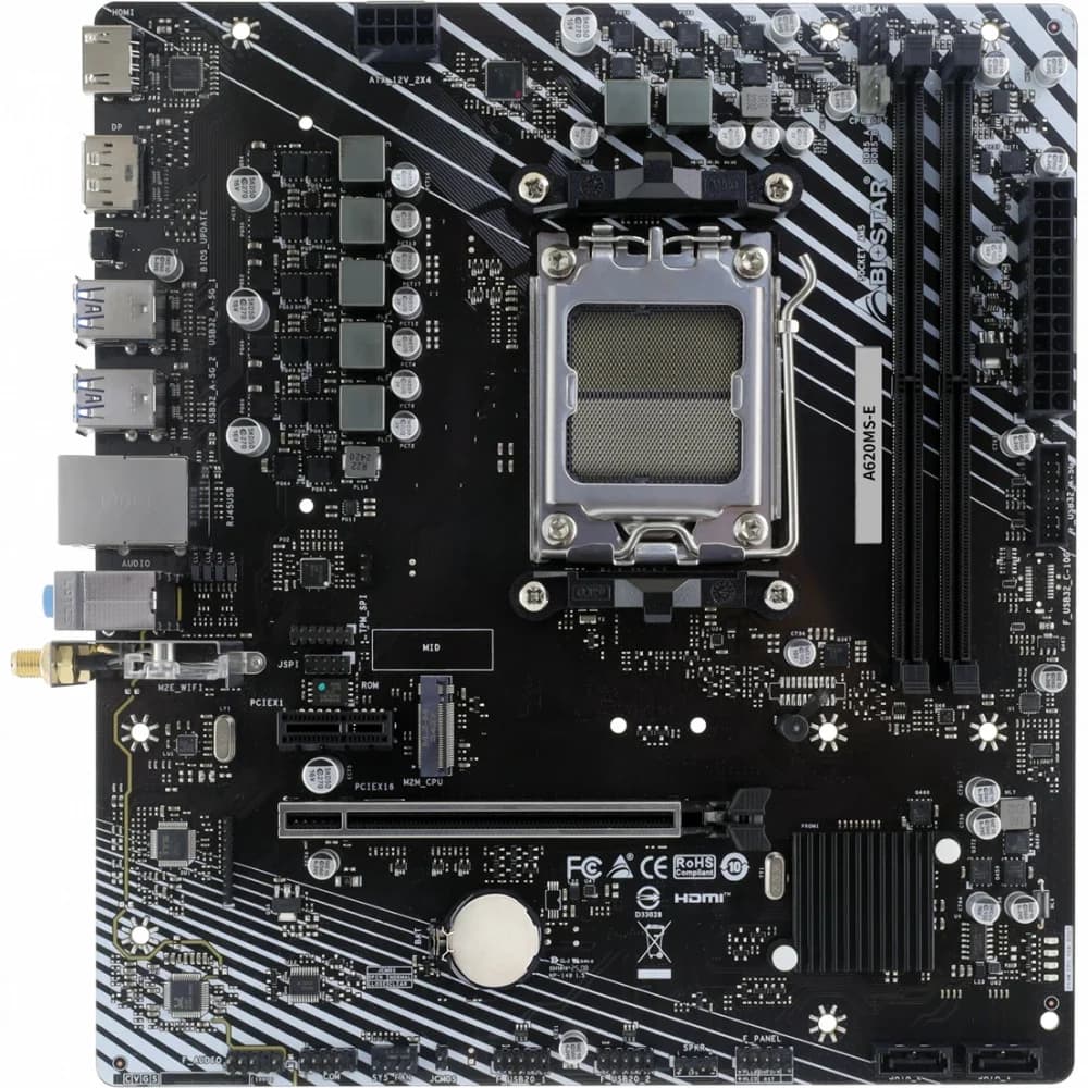 Материнская плата Biostar A620MS-E Socket AM5 AMD A620A 2xDDR5 mATX AC`97 8ch(7.1) GbLAN RAID+HDMI+DP