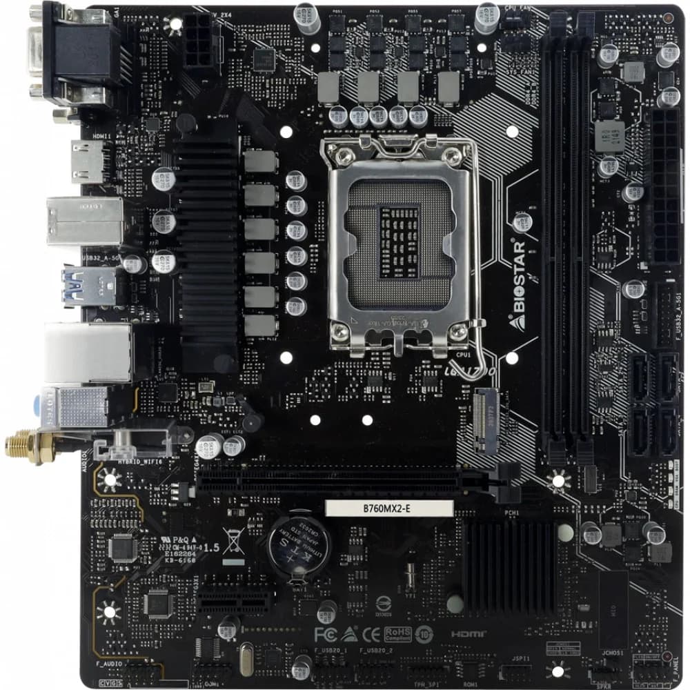 Материнская плата Biostar B760MX2-E Soc-1700 Intel B760 2xDDR5 mATX AC`97 8ch(7.1) 2.5Gg RAID+VGA+DVI+HDMI