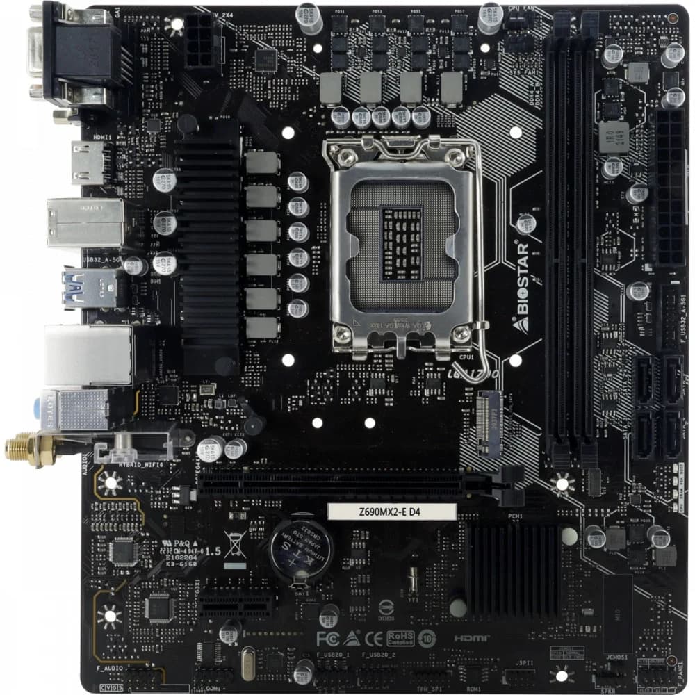 Материнская плата Biostar Z690MX2-E D4 Soc-1700 Intel Z690 2xDDR4 mATX AC`97 8ch(7.1) 2.5Gg RAID+VGA+DVI+HDMI