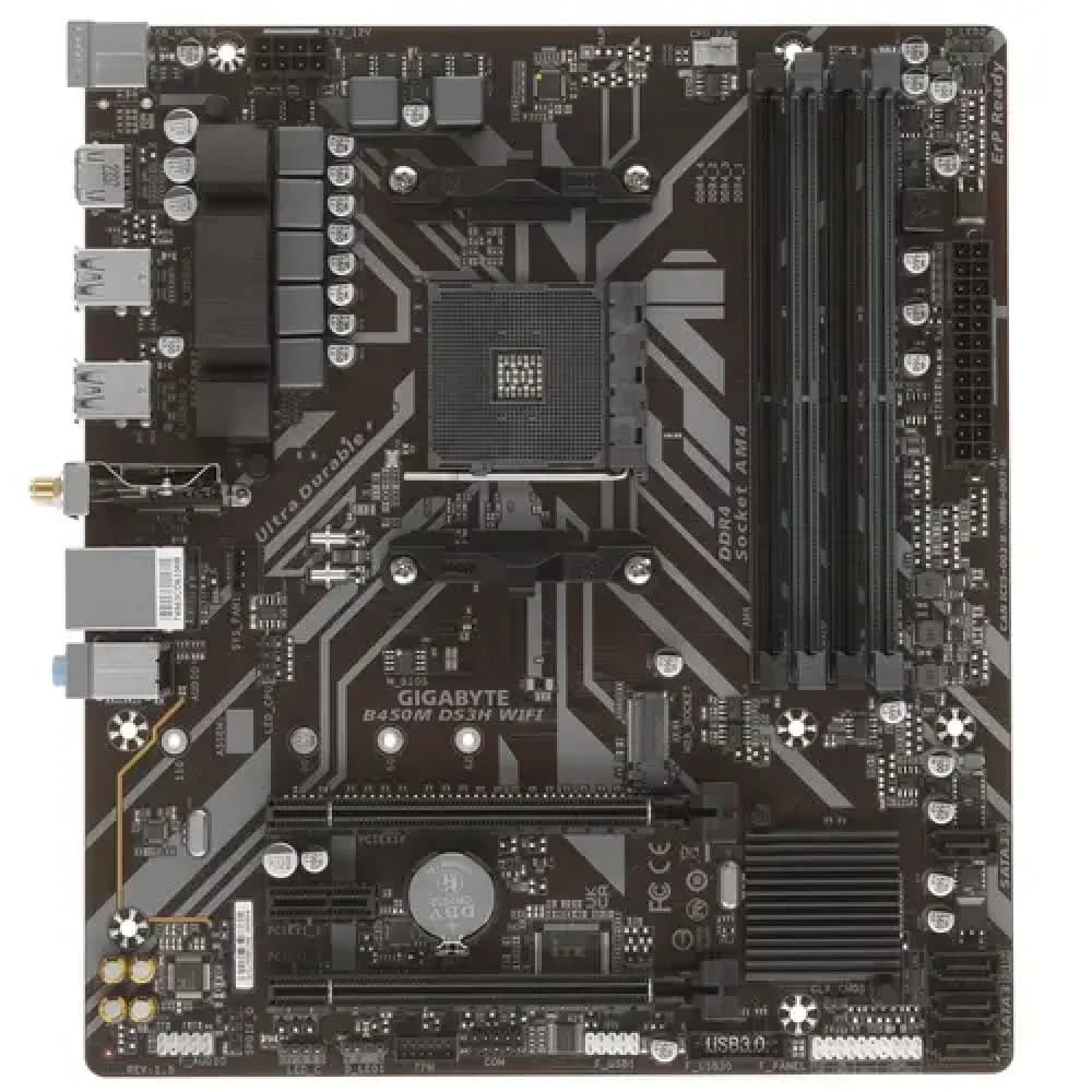 Материнская плата Gigabyte B450M DS3H WIFI Soc-AM4 AMD B450 4xDDR4 mATX AC`97 8ch(7.1) GbLAN RAID+HDMI