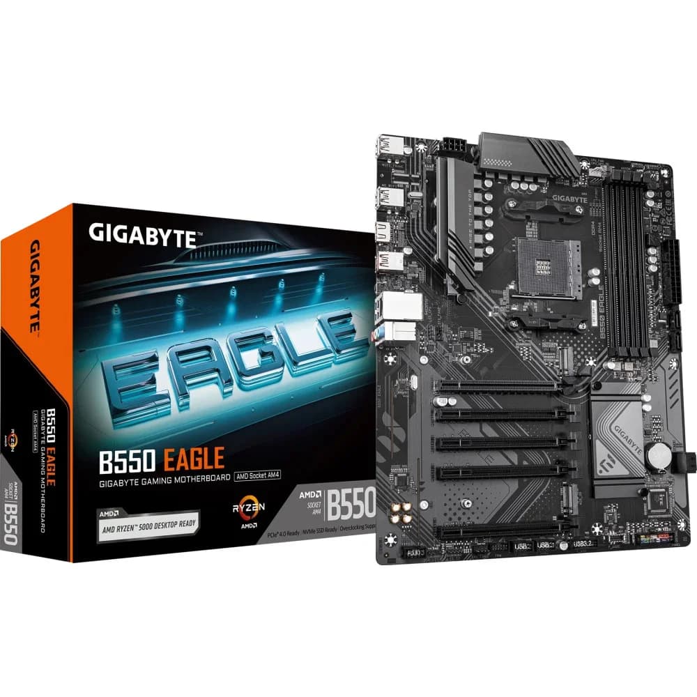 Материнская плата Gigabyte B550 EAGLE Soc-AM4 AMD B550 4xDDR4 ATX AC`97 8ch(7.1) GbLAN RAID+DVI+HDMI