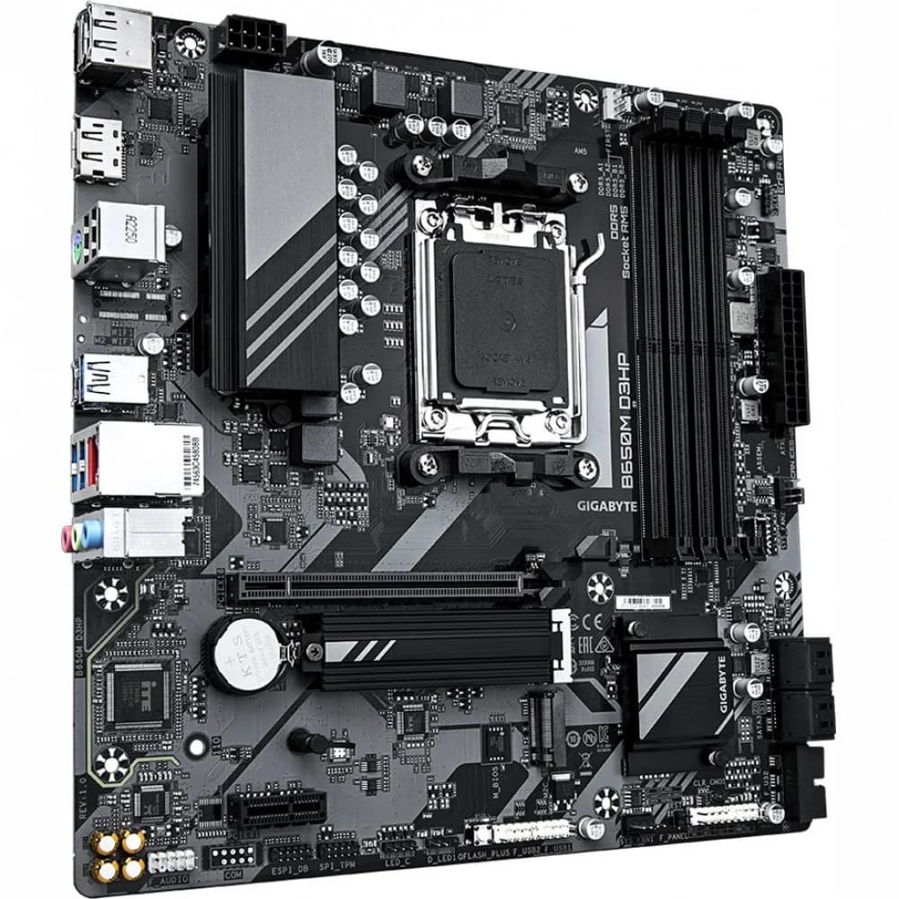 Материнская плата, Gigabyte, B650M D3HP (4719331857851), AM5, B650, 4xDDR5 4800/5200/7600(OC), 4xSATA3, 2xM.2 (PCIe 4.0 x4/x2), RAID, 1xHDMI, 2хDP, 1xPCI-Ex16, 1xPCI-Ex1, mATX