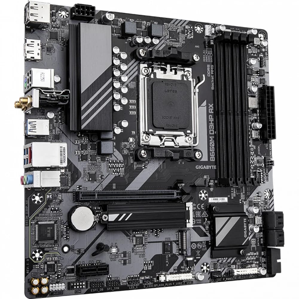 Матплата Gigabyte B650M D3HP AX, AM5,mATX,4DDR-5,PCI-Ex16/1x1,4SATA,2xM.2,HDMI,2DP,13USB