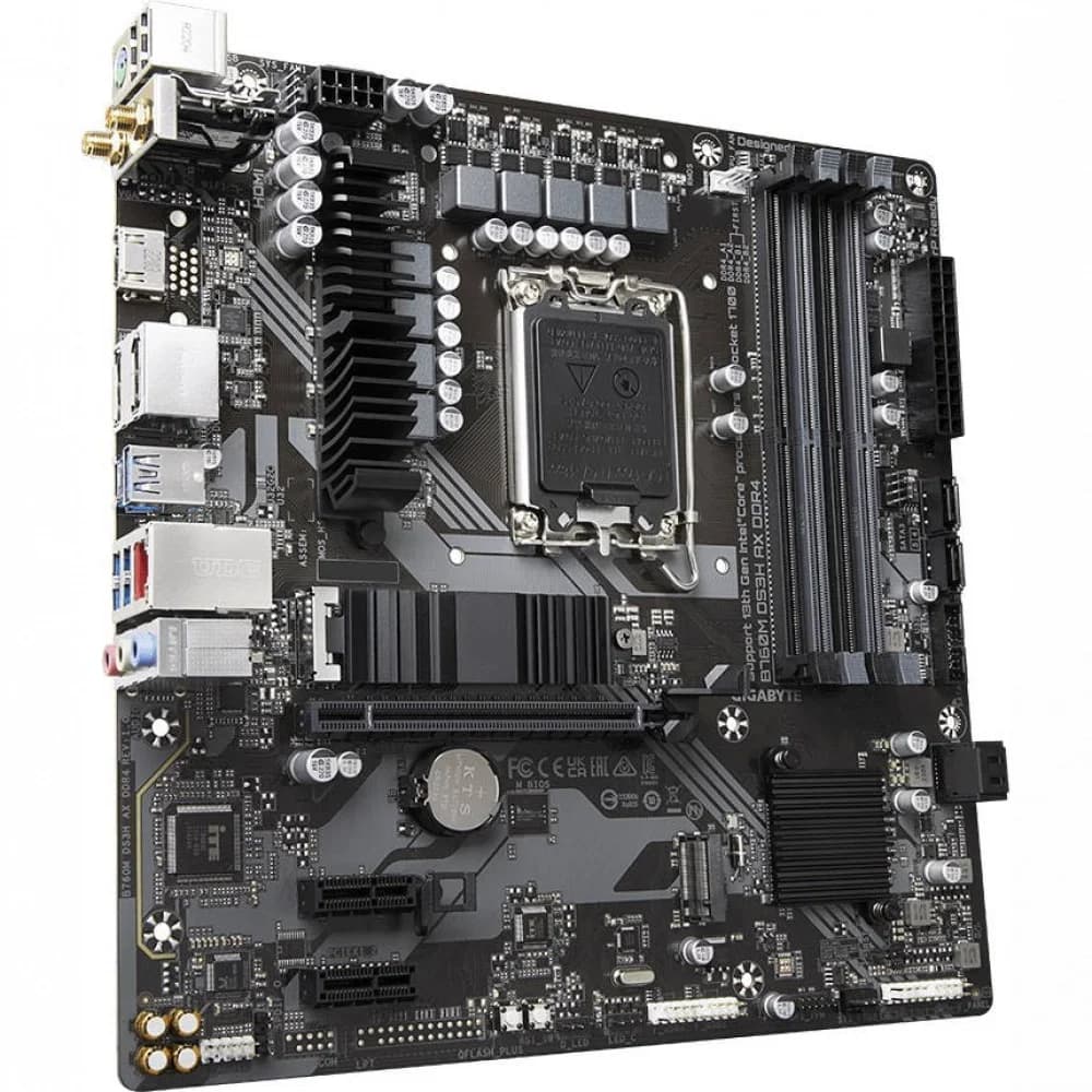 B760M DS3H AX DDR4, Socket 1700, Intel®B760, 4xDDR4-3200, HDMI+DP+DP, 1xPCI-Ex16, 2xPCI-Ex1, 4xSATA3(RAID 0/1/5/10), 2xM.2, 8Ch Audio, GLan, WiFi, (2+4)xUSB2.0, (3+2)xUSB3.2, (1+0)xUSB3.2 Type-C™, 1