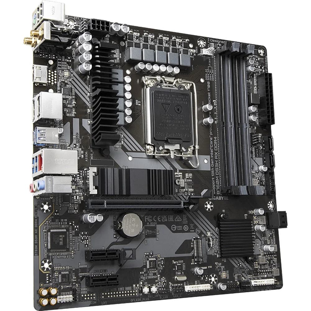 Матплата Gigabyte B760M DS3H AX DDR4, iB760,S1700,mATX,4DDR-4,PCI-Ex16/2x1,4SATA,2M.2,HDMI,2DP,12USB