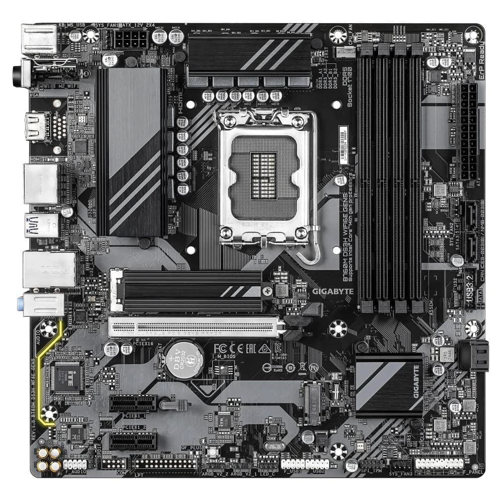 Материнская плата Gigabyte B760M DS3H WF6E GEN5 Soc-1700 Intel B760 4xDDR5 mATX AC`97 8ch(7.1) 2.5Gg RAID+HDMI+DP