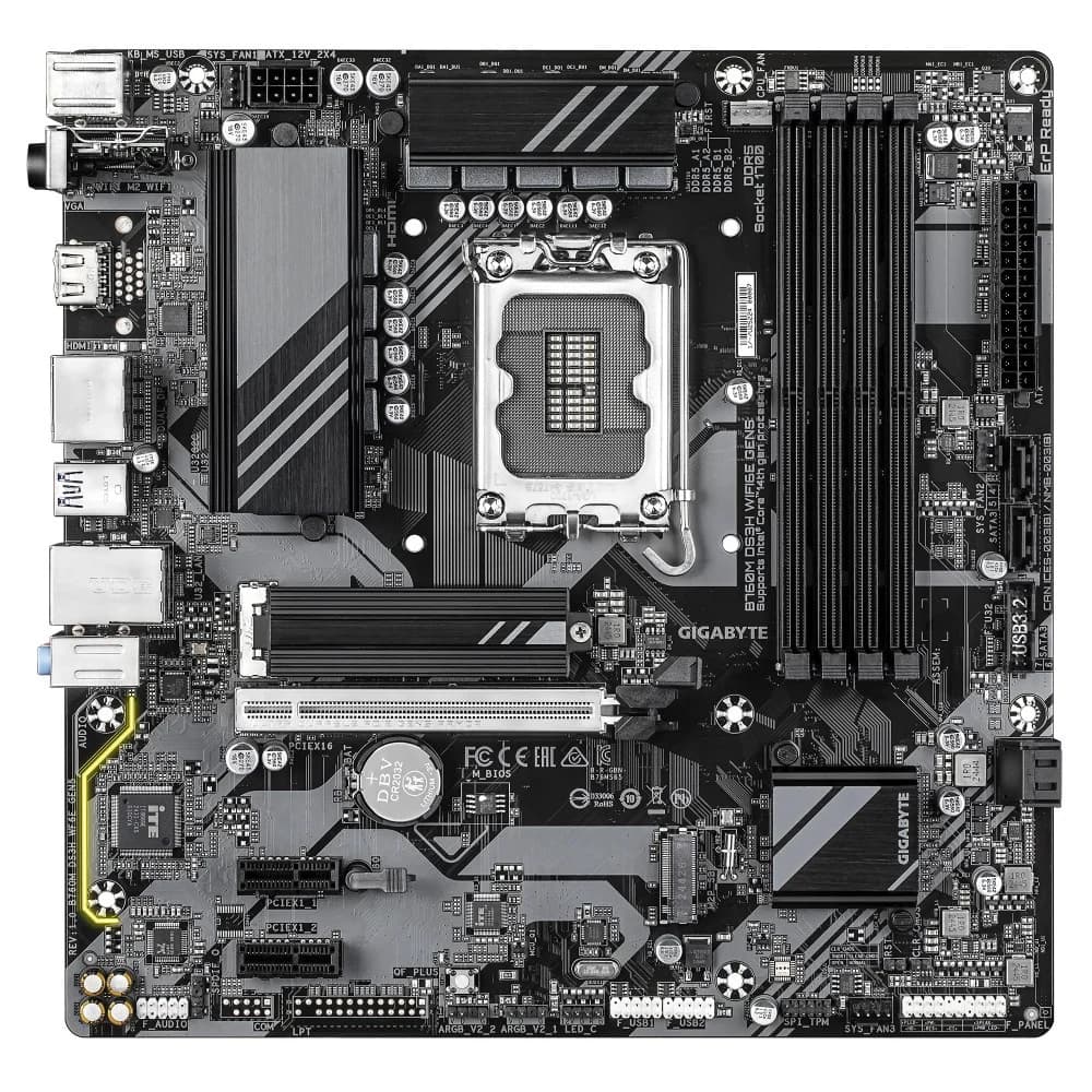 Матплата Gigabyte B760M DS3H WiFi6E Gen5, iB760,S1700,mATX,4DDR-5,4SATA,2xM.2,HDMI,2xDP