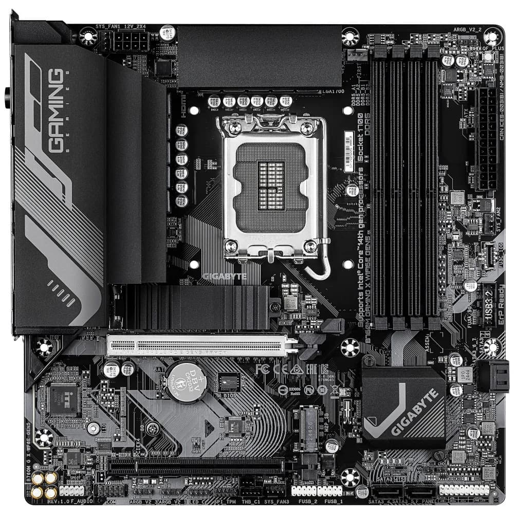 Материнская плата Gigabyte B760M G X WF6E GEN5 Soc-1700 Intel B760 4xDDR5 mATX AC`97 8ch(7.1) 2.5Gg RAID+HDMI+DP
