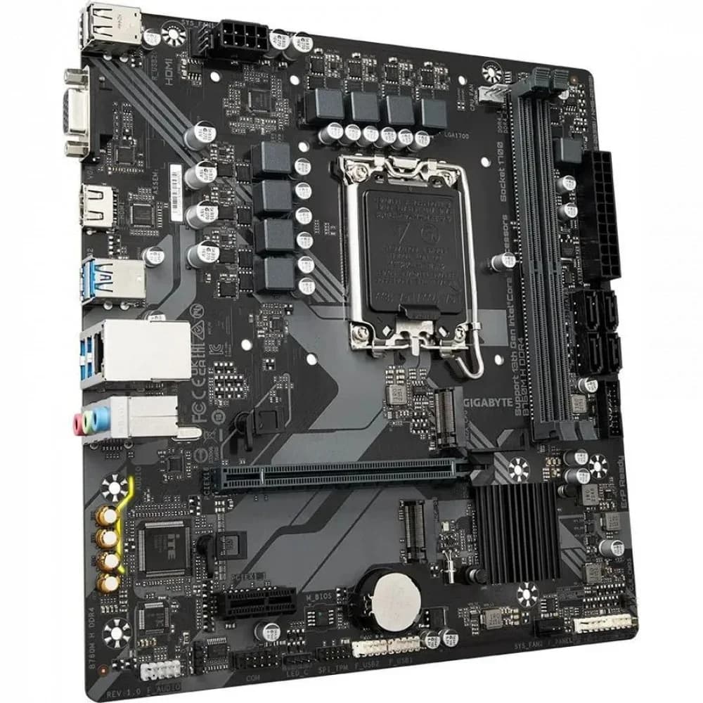 Материнская плата, Gigabyte, B760M H DDR4 (4719331854645), LGA1700, iB760, 2xDDR4 2666/2933/3000/3200, 4xSATA3, 2xM.2 (PCI-E 4.0x4/x2), Raid, 1xD-Sub, 1xHDMI, 1xPCI-Ex16, 1xPCI-Ex1, mATX