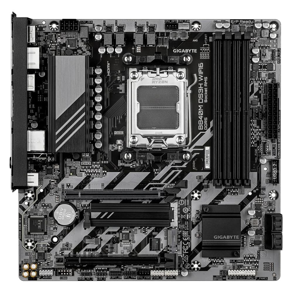Матплата Gigabyte B840M DS3H WiFi6, AM5, mATX, 4DDR-5, 2xPCI-Ex16, 4SATA, 2xM.2, HDMI, 2xDP