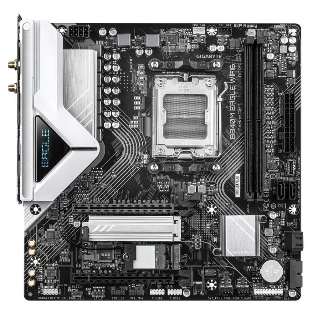 Матплата Gigabyte B840M Eagle WiFi6, AM5, mATX, 2DDR-5, 2xPCI-Ex16, 4SATA, 2xM.2, HDMI, DP, 13USB