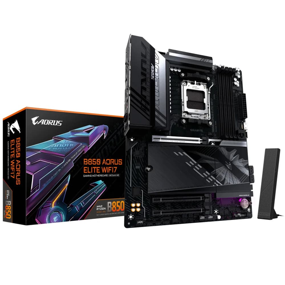Матплата Gigabyte B850 Aorus Elite WiFi7, AM5, ATX, 4DDR-5, 3xPCI-Ex16, 4SATA, 3xM.2, HDMI, DP,19USB