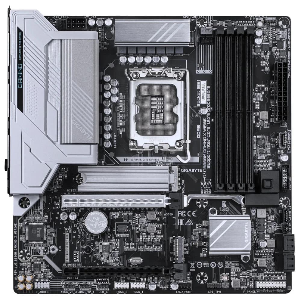 Материнская плата, Gigabyte, B860M GAMING X WIFI6E (4719331867133), LGA1851, iB860, 4xDDR5 5600/6400/9200(OC), 4xSATA3, Raid, 2xM.2 (PCI-E 4.0x4/x2), 1хDP, 1xHDMI, 1xUSB4® USB Type-C® port, 2xPCI-Ex
