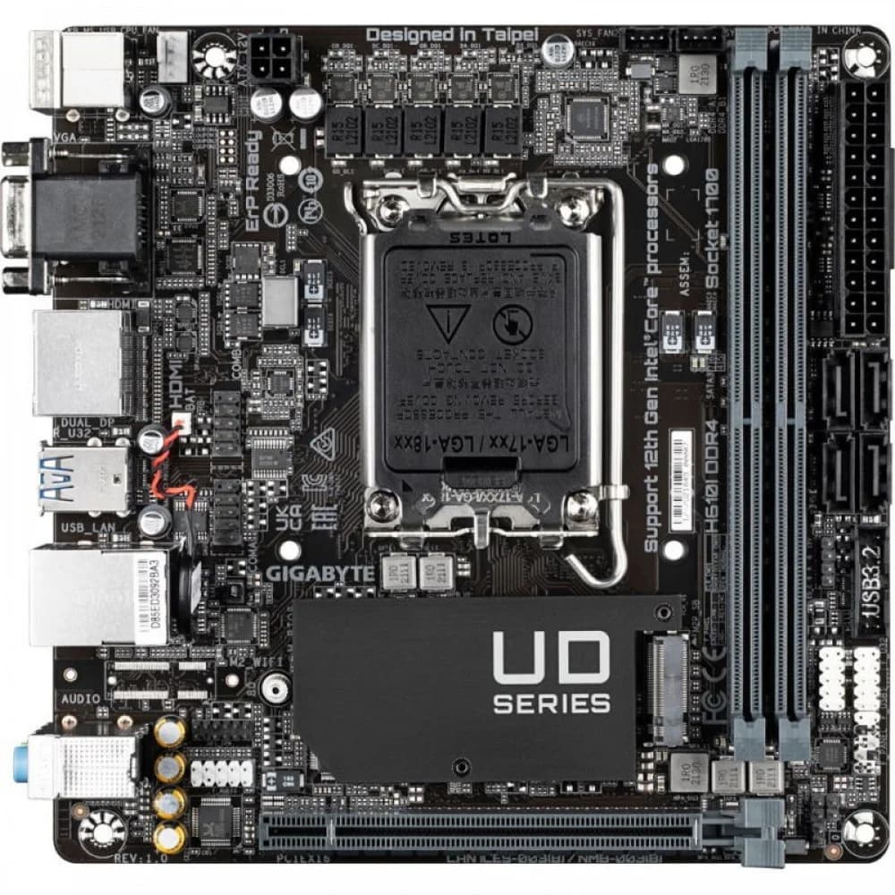 MB GIGABYTE INTEL H610 s1700 (12 Gen Core/Pen/Cel), 2xDDR4(64GB), D-SUB/HDMI 1.4/2xDP, 1xPCIe 4.0x16, 1xGBL, 4xSATA 6Gb/s, 1xM.2, 2xUSB 3.2, 4xUSB 2.0, 1xPS/2, mini ITX