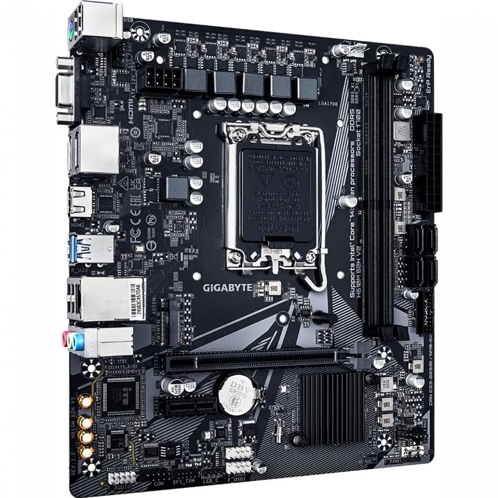 Матплата Gigabyte H610M S2H V2, iH610,S1700,mATX,2DDR-5,PCI-Ex16/1x1,4SATA,1xM.2,HDMI,2DP,VGA,12USB
